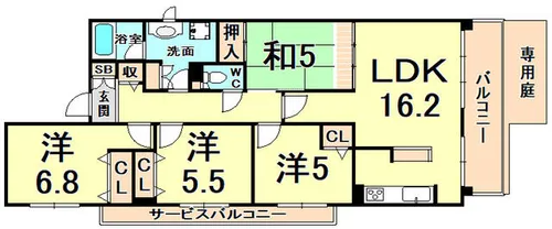 甲子園三番町ハイツ【1階】の間取り