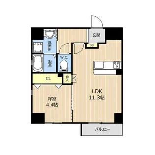 LIBTH天神東【0401号室】の間取り