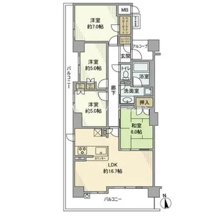 兵庫県尼崎市潮江1丁目【マンション】の間取り