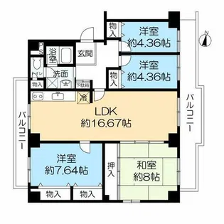 東灘ロイヤルマンション【8階】の間取り
