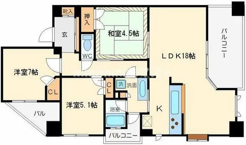 CITY SPIRE夕陽丘【2階】の間取り
