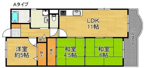 フローラル岸和田【4階】の間取り