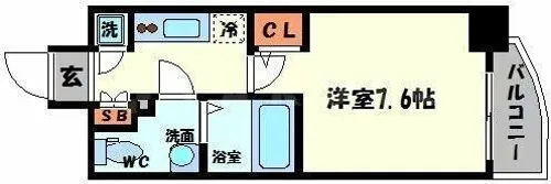 ラシュレエグゼ本町【15階】の間取り