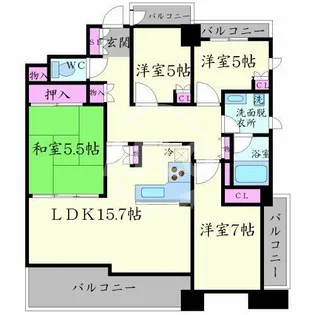 カスタリア上町台【12階】の間取り