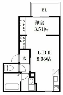 ソラーナ麦野【1階】の間取り