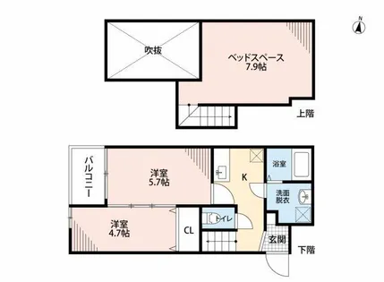 コンフォートベネフィスジオ貝塚駅前【2階】の間取り