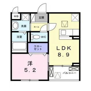 ソレイユ八条春日【1階】の間取り