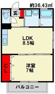 トレゾア湯川新町 B棟【202号室】の間取り