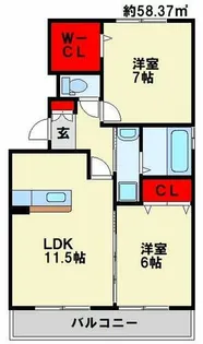 ウィステリア中吉田Ⅲ【2階】の間取り