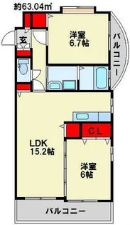 福岡県北九州市戸畑区中原西2丁目【マンション】の間取り