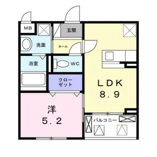 ソレイユ八条春日【2階】の間取り