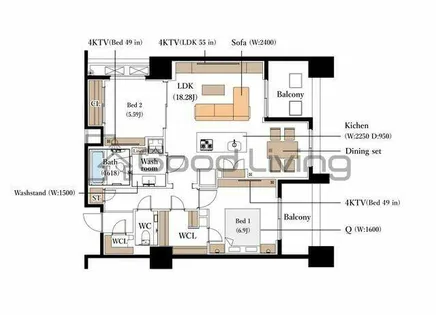 THE PALACE JOSUI【14階】の間取り