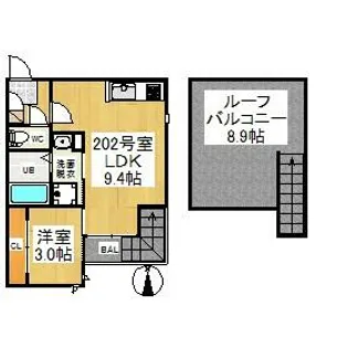 GRANDTIC浅間町【202号室】の間取り