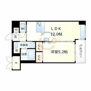 プレジオ長田【4階】の間取り