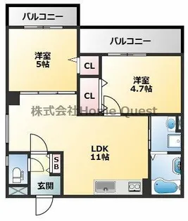 クリエオーレ大正【2階】の間取り