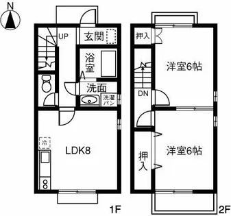 愛知県春日井市林島町3丁目【テラスハウス】の間取り