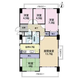 日商岩井芦屋ガーデンヒルズF棟(0006211)【2階】の間取り
