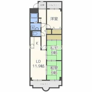 サンシャイン朝日が丘【2階】の間取り
