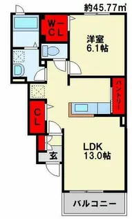 キーファー ムルデⅡ【105号室】の間取り