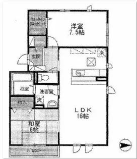 ルナパレス神足【2-A号室】の間取り