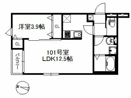 メゾンソレイユ久留米A【1階】の間取り