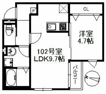 メゾンソレイユ久留米A【1階】の間取り