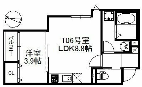 メゾンソレイユ久留米A【1階】の間取り