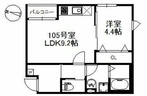 メゾンソレイユ久留米A【2階】の間取り