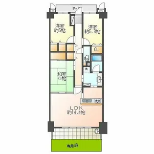 リブコートフェリスガーデン垂水【1階】の間取り