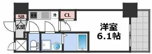 エスリード難波AGREA【13階】の間取り