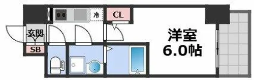 エスリード難波AGREA【5階】の間取り