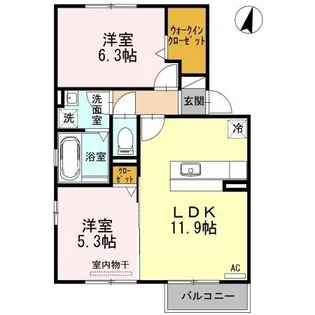 2LDKの間取り画像