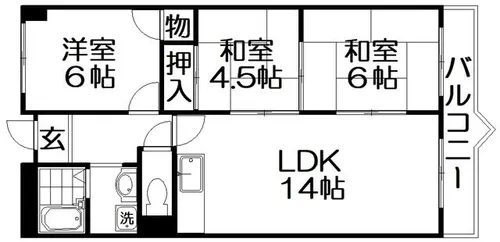 ソシアハイツオクダ【4階】の間取り