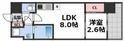 セレニテ夕陽丘エクラ【13階】の間取り