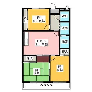 サンシティ中ノ宮 A棟【2階】の間取り