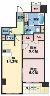 グレンパーク梅田北【14階】の間取り