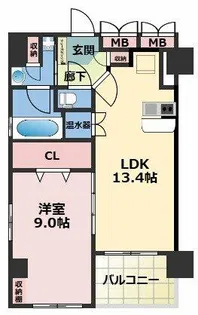 グレンパーク梅田北【13階】の間取り