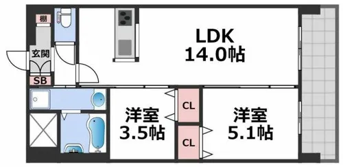 グランマーレ小路駅前【2階】の間取り