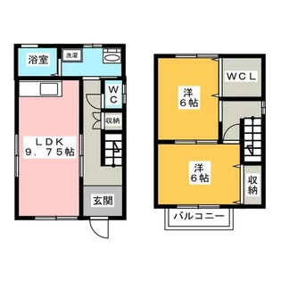 愛知県名古屋市中川区下之一色町字宮分【テラスハウス】の間取り