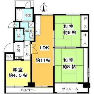 山御影マンションC棟【1階】の間取り