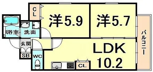 パークフラッツ尼崎【10階】の間取り