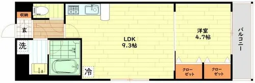 1LDKの間取り画像