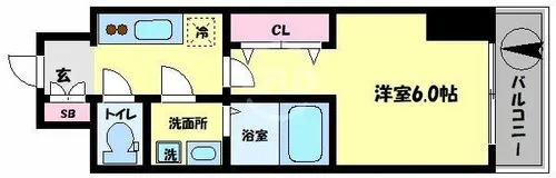 レオンコンフォート難波クレア【14階】の間取り