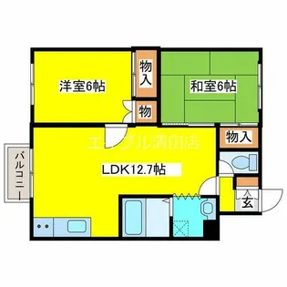 メゾンドボヌール【201号室】の間取り