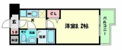 レジュールアッシュ難波MINAMIⅢ【15階】の間取り