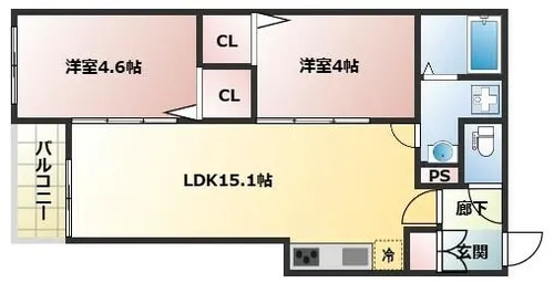 ディークラート園田【1階】の間取り