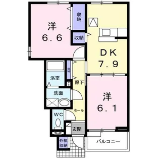 バスケ ド フルール B【1階】の間取り