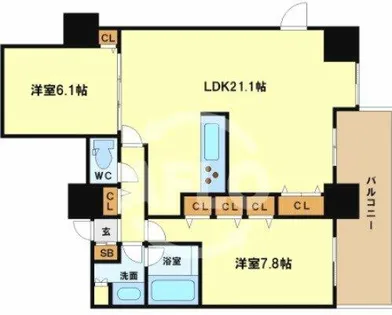 クロスレジデンス大阪新町【20階】の間取り