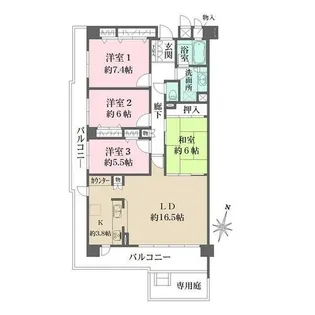 池田五月丘パークハウス【1階】の間取り