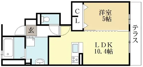 フルーレ神明【1階】の間取り